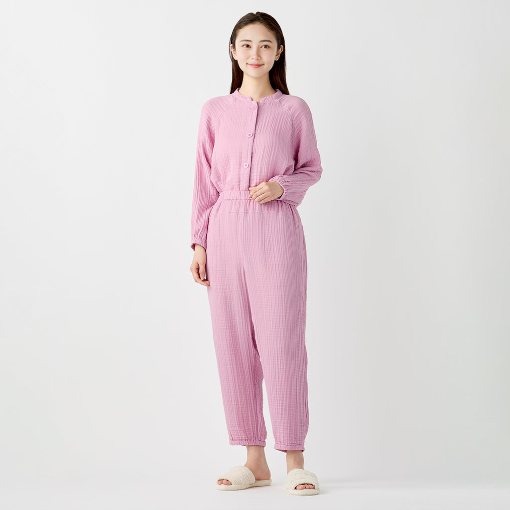 Crepe Gauze room wear in Pink