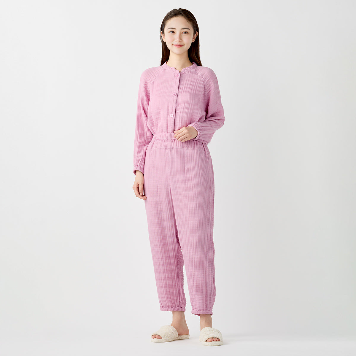 Crepe Gauze room wear in Pink