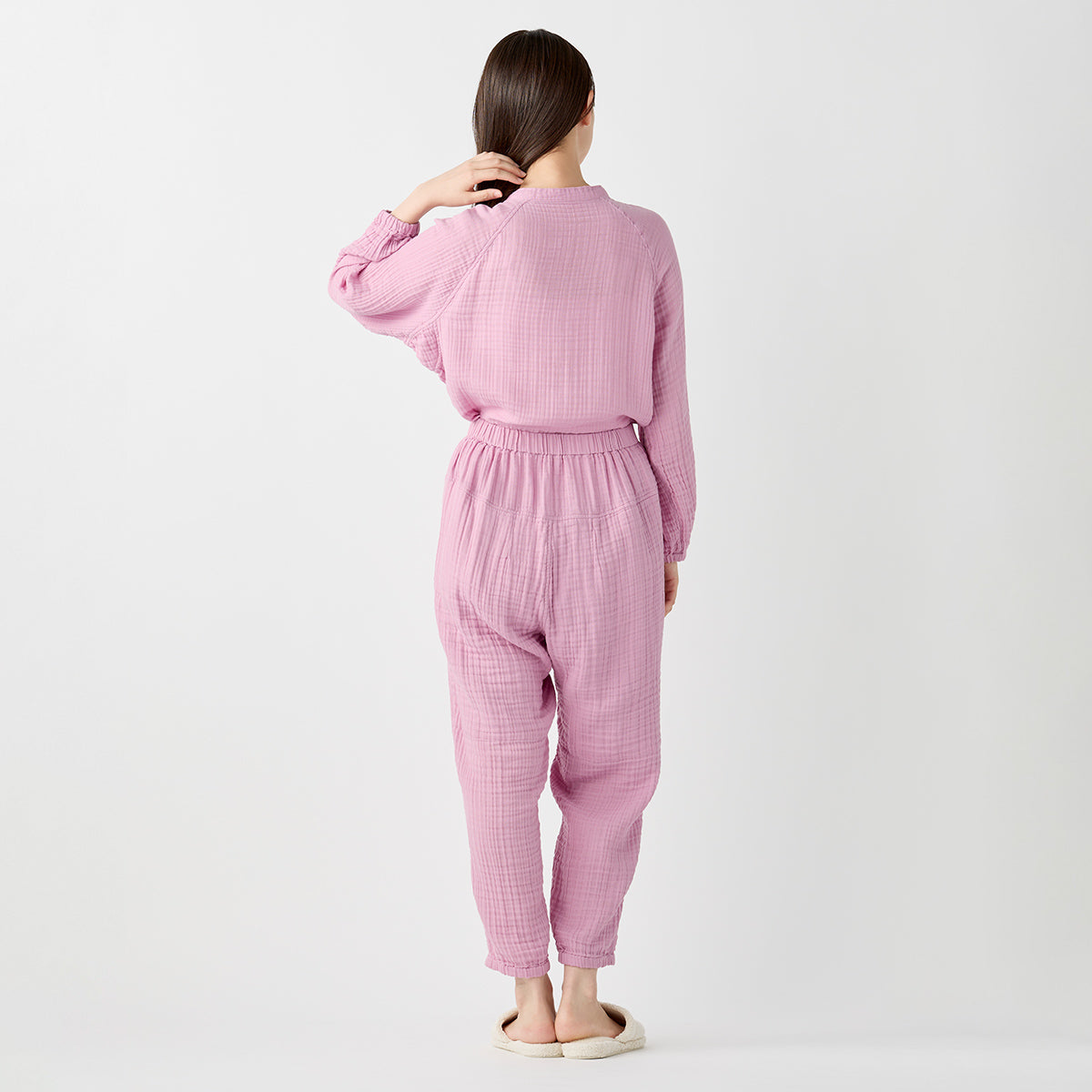 Crepe Gauze room wear in Pink