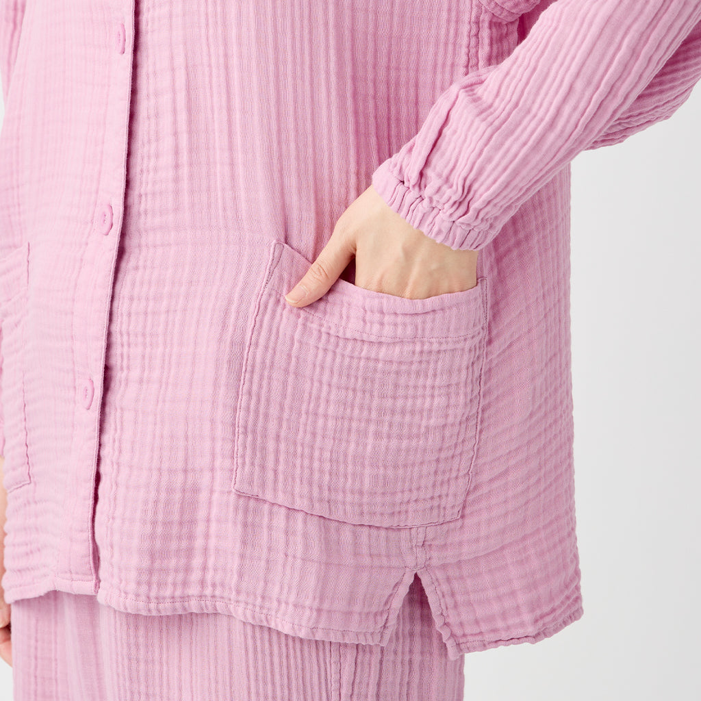 Crepe Gauze room wear in Pink