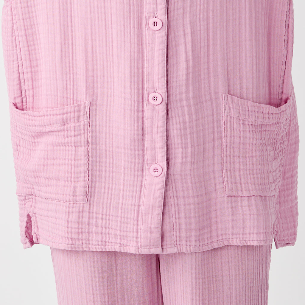 Crepe Gauze room wear in Pink