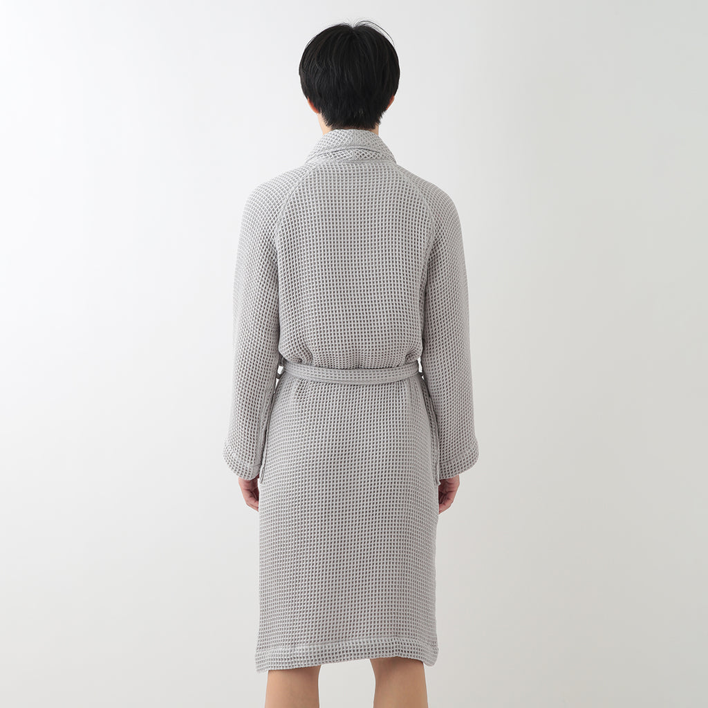 Waffle Shawl Collar bath robe in Grey