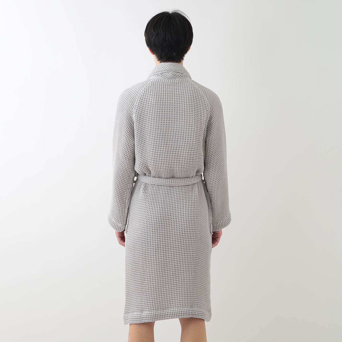 Waffle Shawl Collar bath robe in Grey