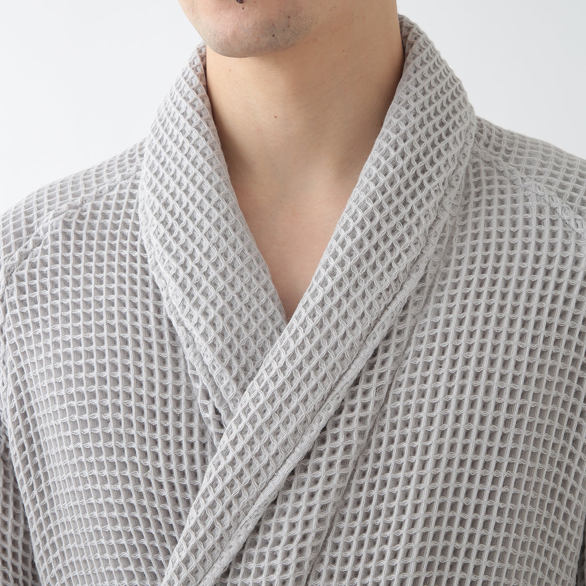 Waffle Shawl Collar bath robe in Grey