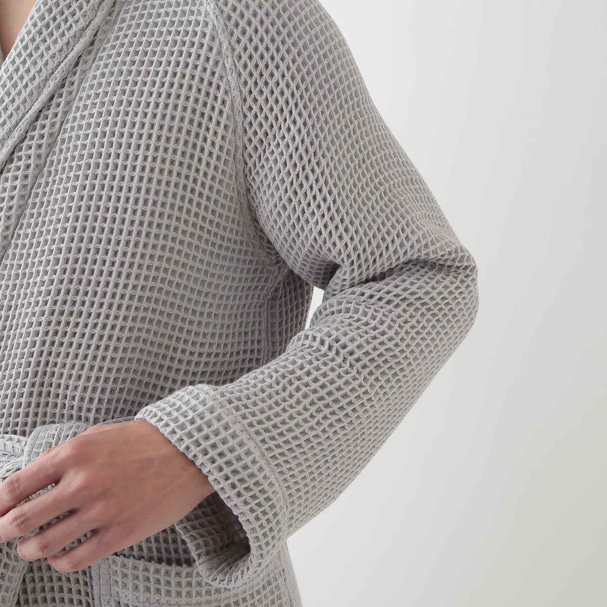 Waffle Shawl Collar bath robe in Grey