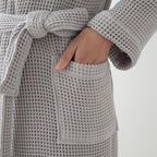 Waffle Shawl Collar bath robe in Grey
