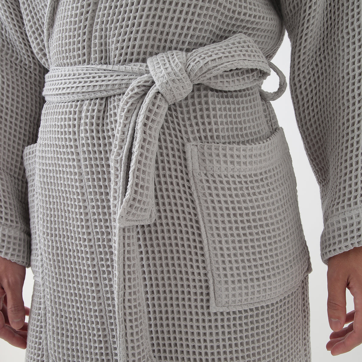 Waffle Shawl Collar bath robe in Grey