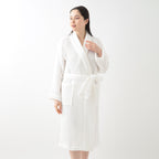 Waffle Shawl Collar bath robe in White