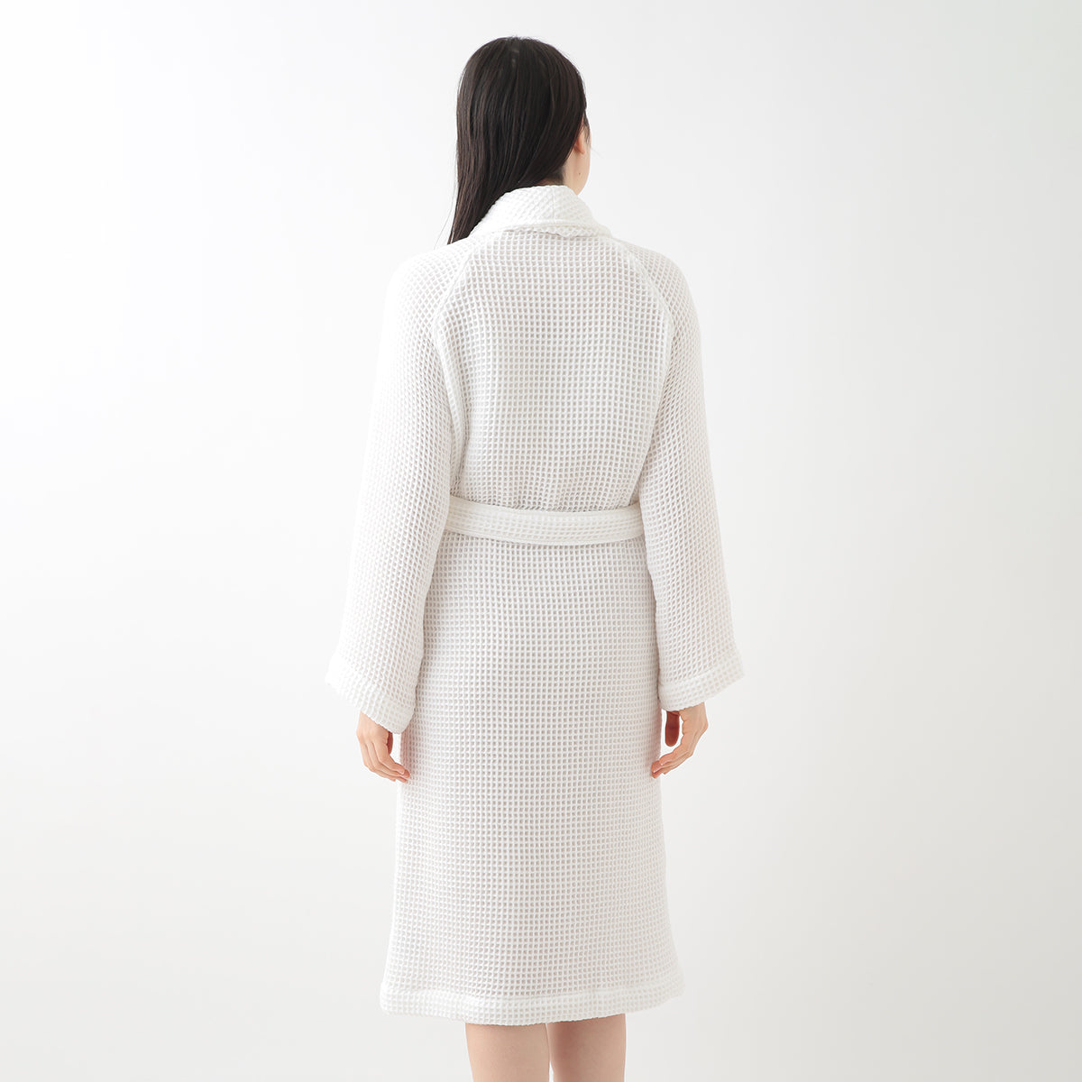 Waffle Shawl Collar bath robe in White