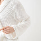 Waffle Shawl Collar bath robe in White