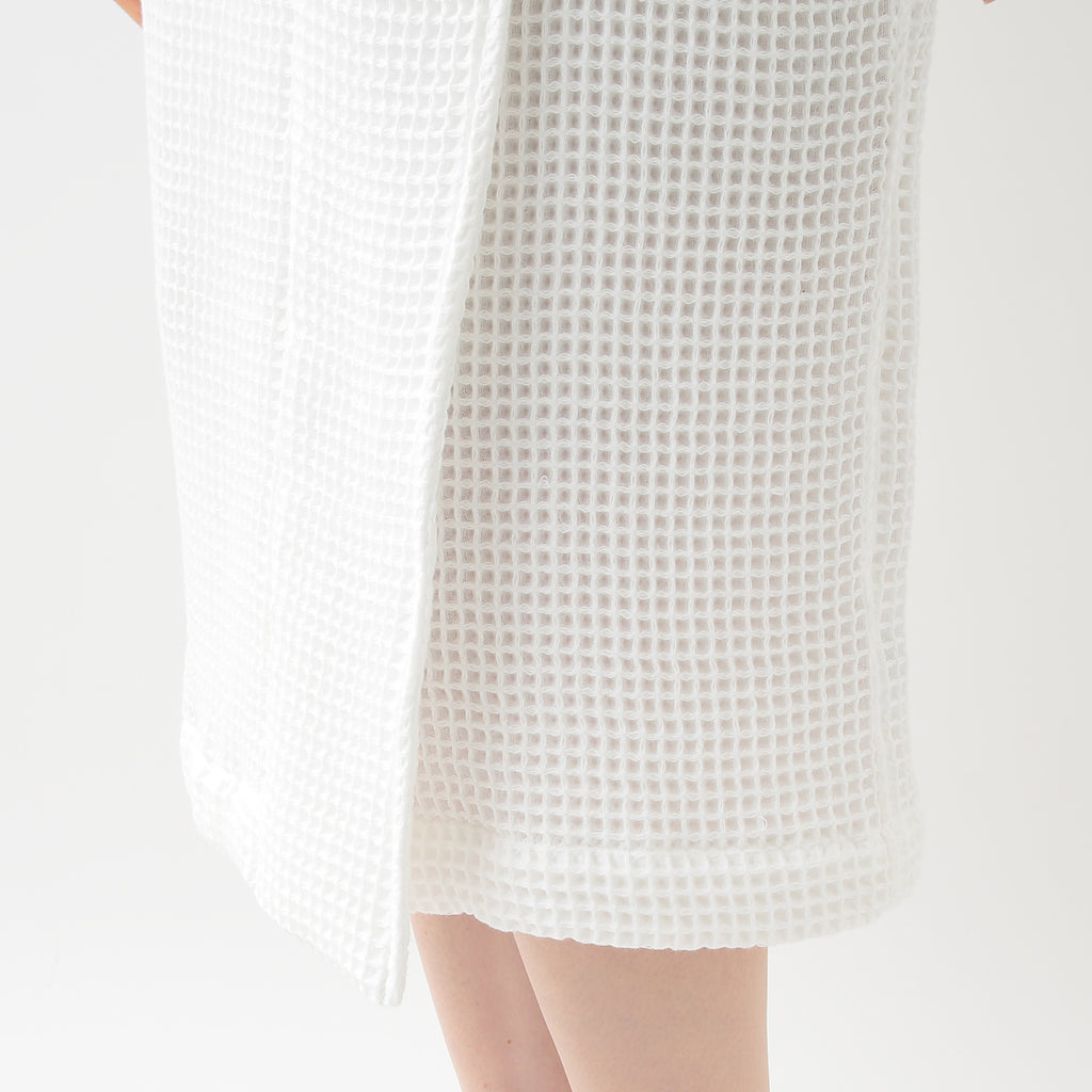 Waffle Shawl Collar bath robe in White