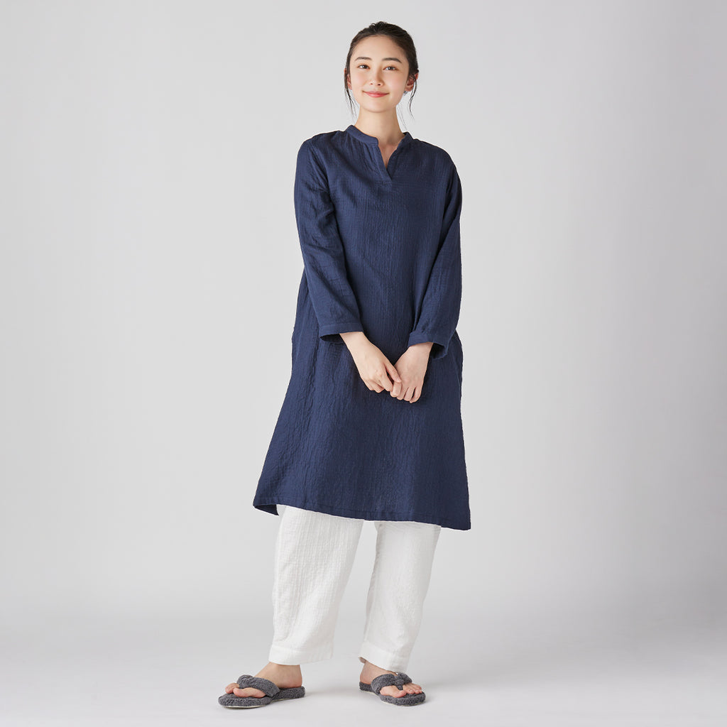 Marshmallow Gauze dress in Navy