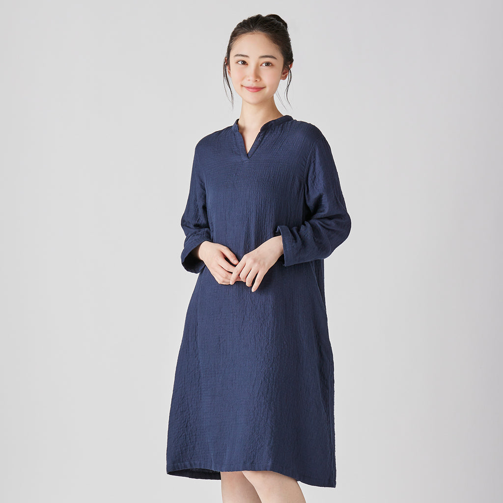 Marshmallow Gauze dress in Navy