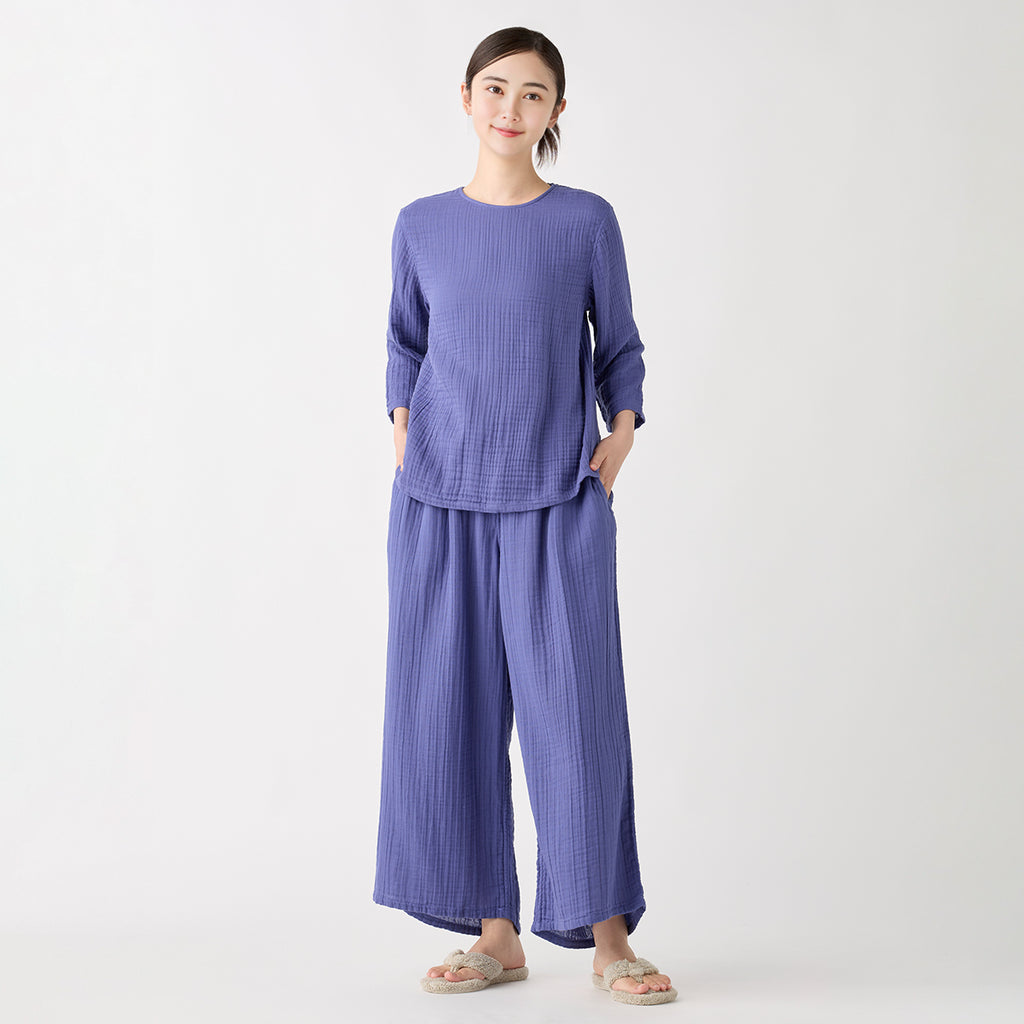 Crepe Gauze pullover in Blue