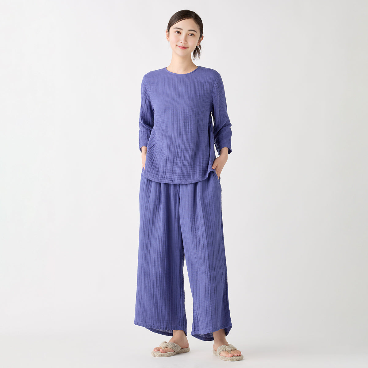 Crepe Gauze pullover in Blue