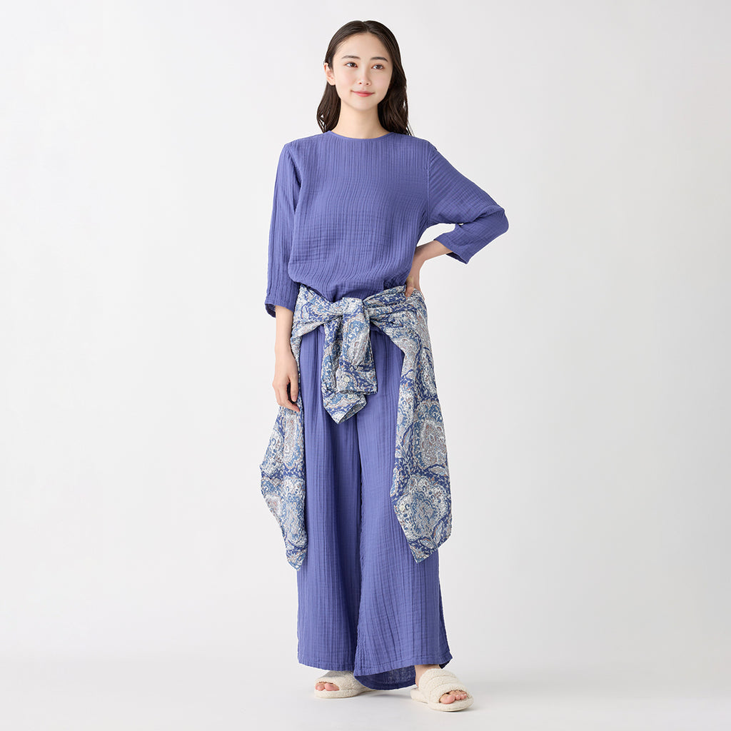 Crepe Gauze pullover in Blue