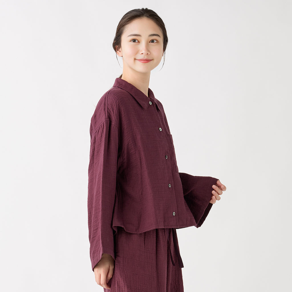 Marshmallow Gauze blouse in Dark Red