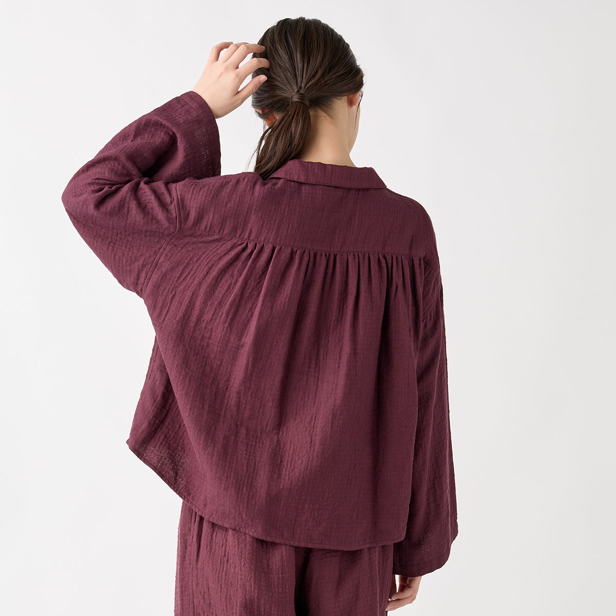 Marshmallow Gauze blouse in Dark Red