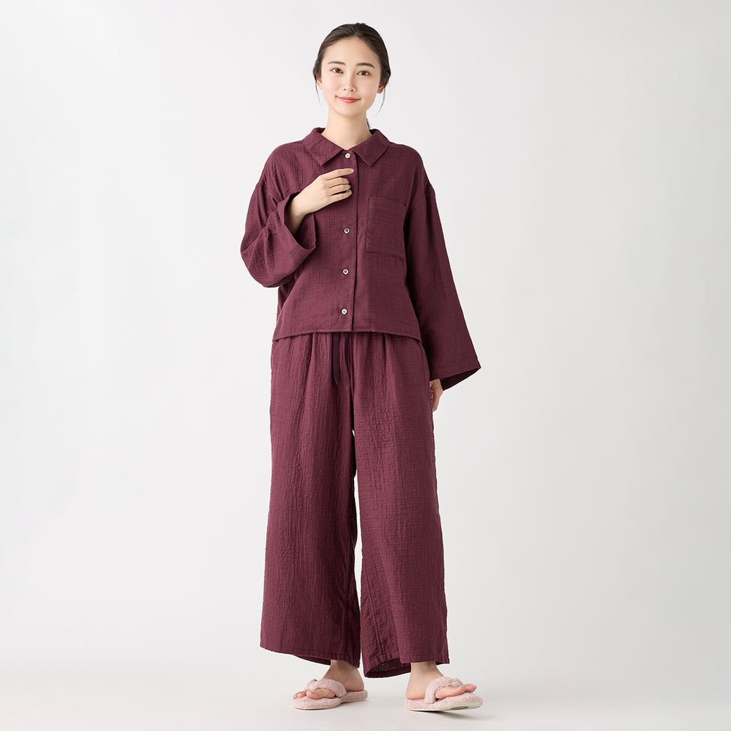 Marshmallow Gauze blouse in Dark Red