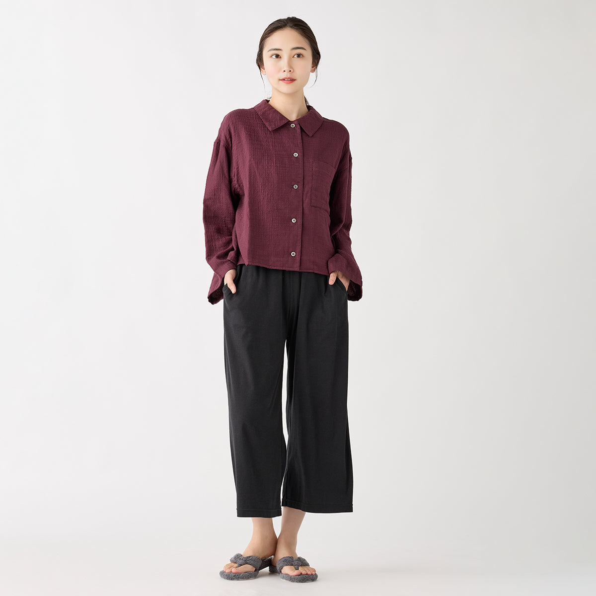 Marshmallow Gauze blouse in Dark Red