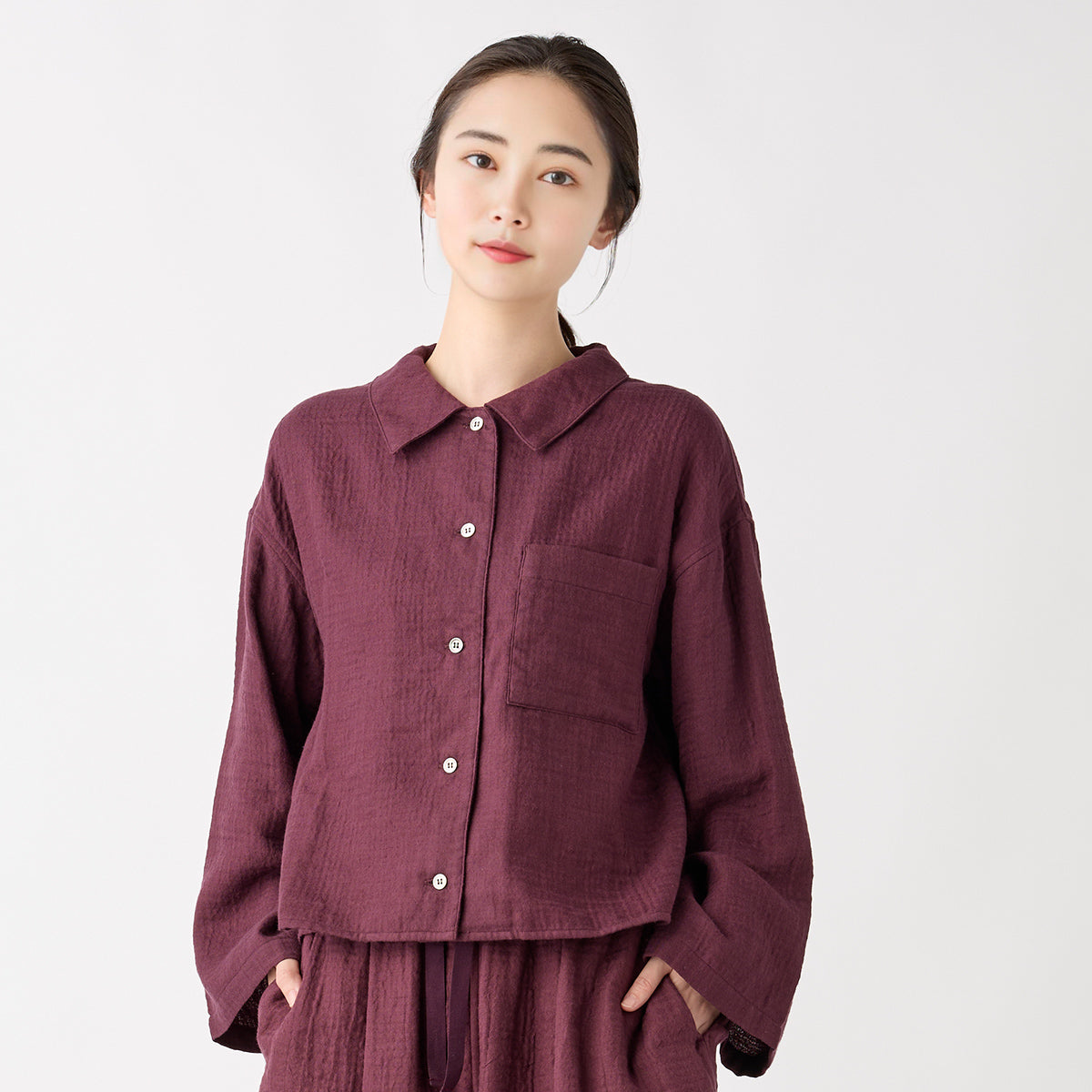 Marshmallow Gauze blouse in Dark Red