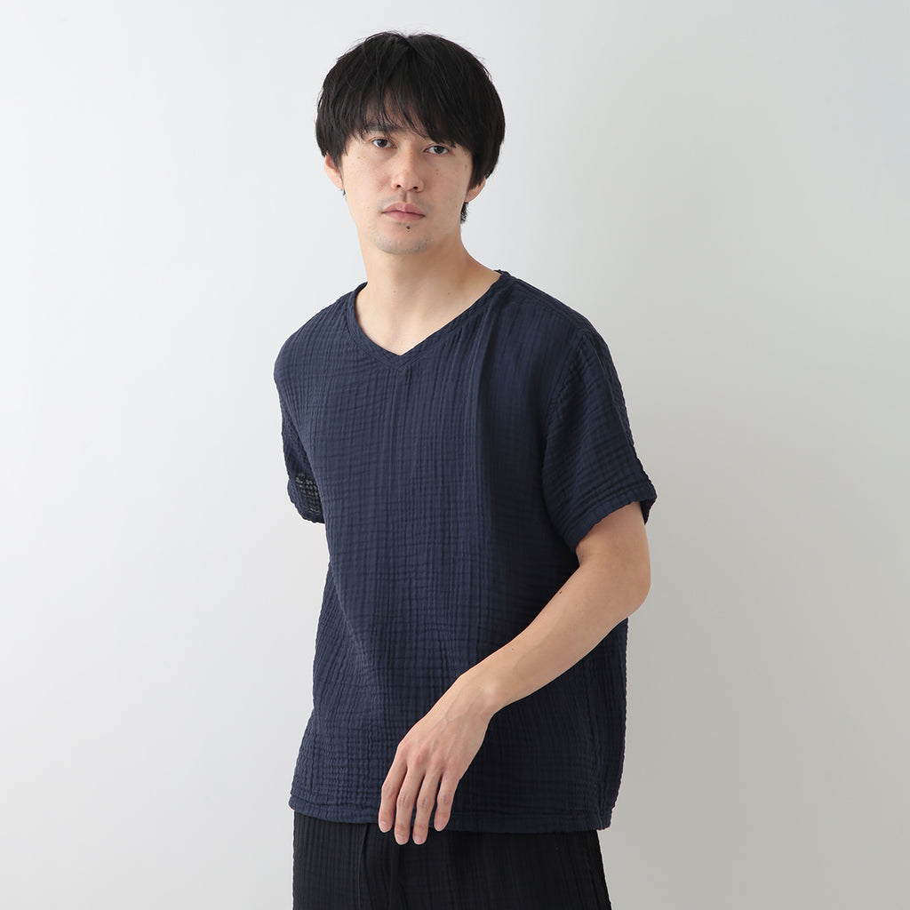 Crepe Gauze t-shirt in Dark Blue