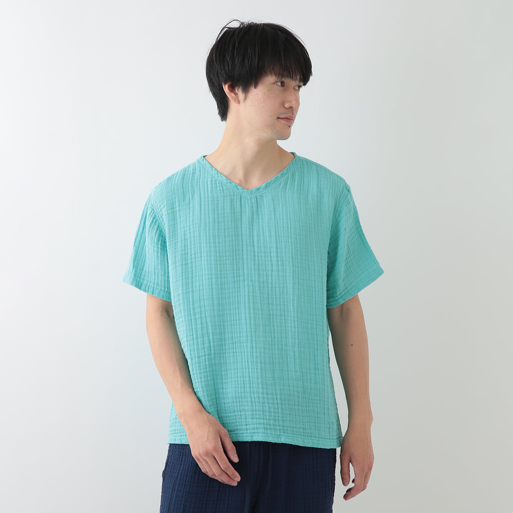 Crepe Gauze t-shirt in Light Blue