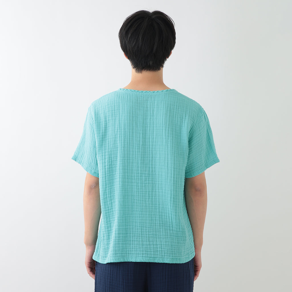 Crepe Gauze t-shirt in Light Blue