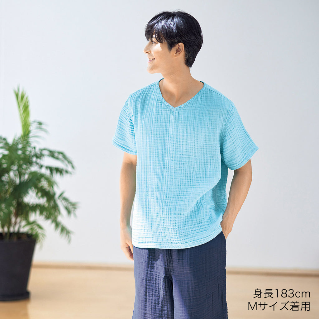 Crepe Gauze t-shirt in Light Blue