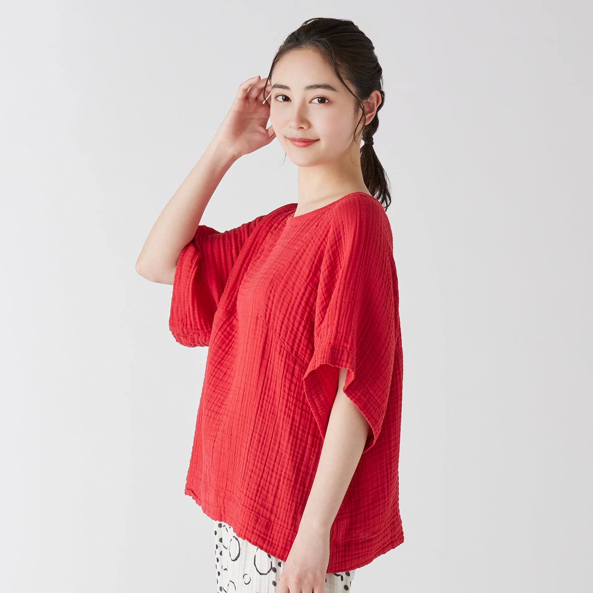 Crepe Gauze blouse in Red