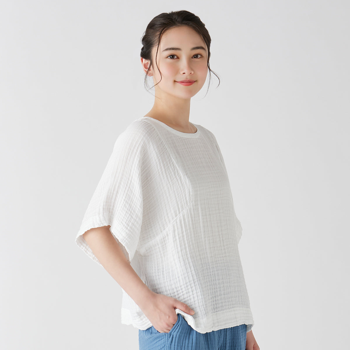 Crepe Gauze blouse in White