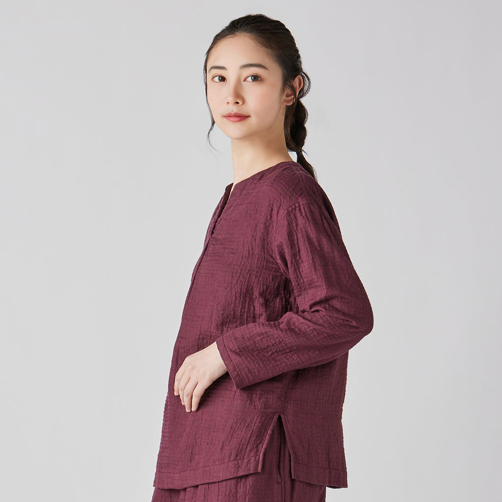 Marshmallow Gauze pullover in Dark Red