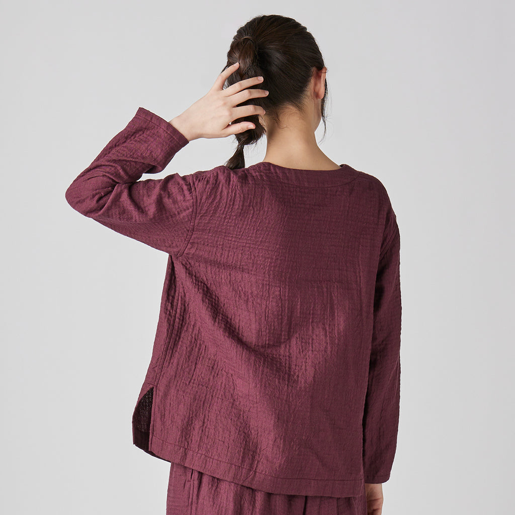 Marshmallow Gauze pullover in Dark Red