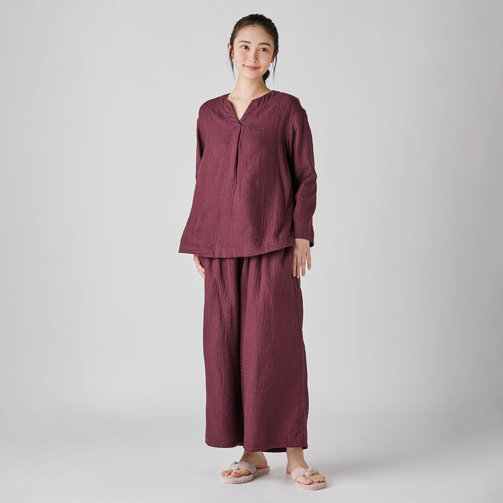 Marshmallow Gauze pullover in Dark Red