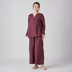Marshmallow Gauze pullover in Dark Red