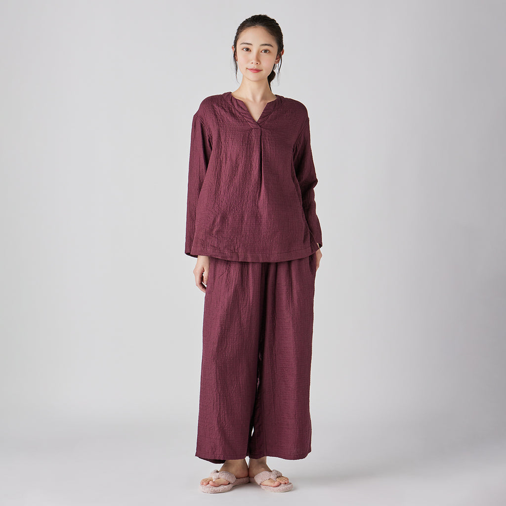 Marshmallow Gauze pullover in Dark Red