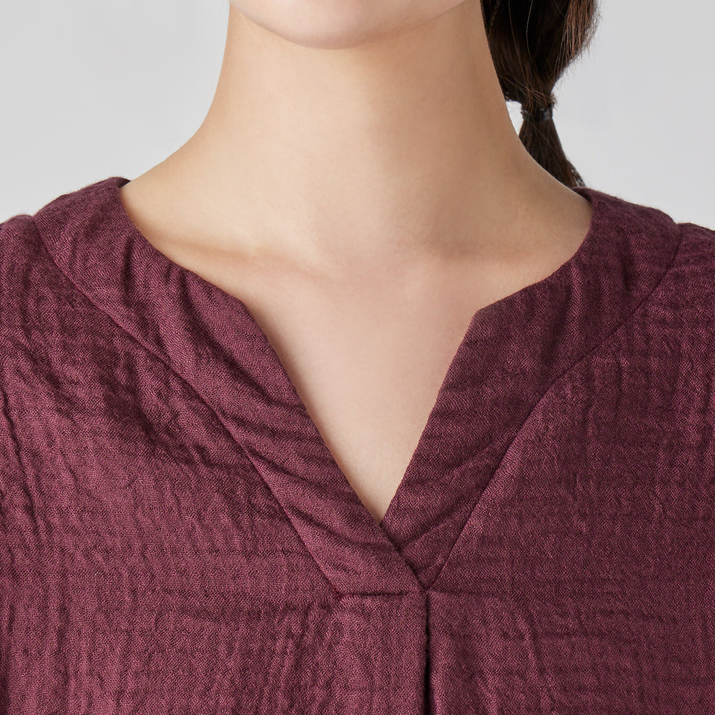 Marshmallow Gauze pullover in Dark Red