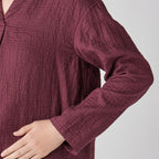 Marshmallow Gauze pullover in Dark Red