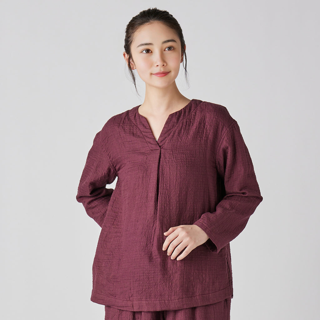 Marshmallow Gauze pullover in Dark Red