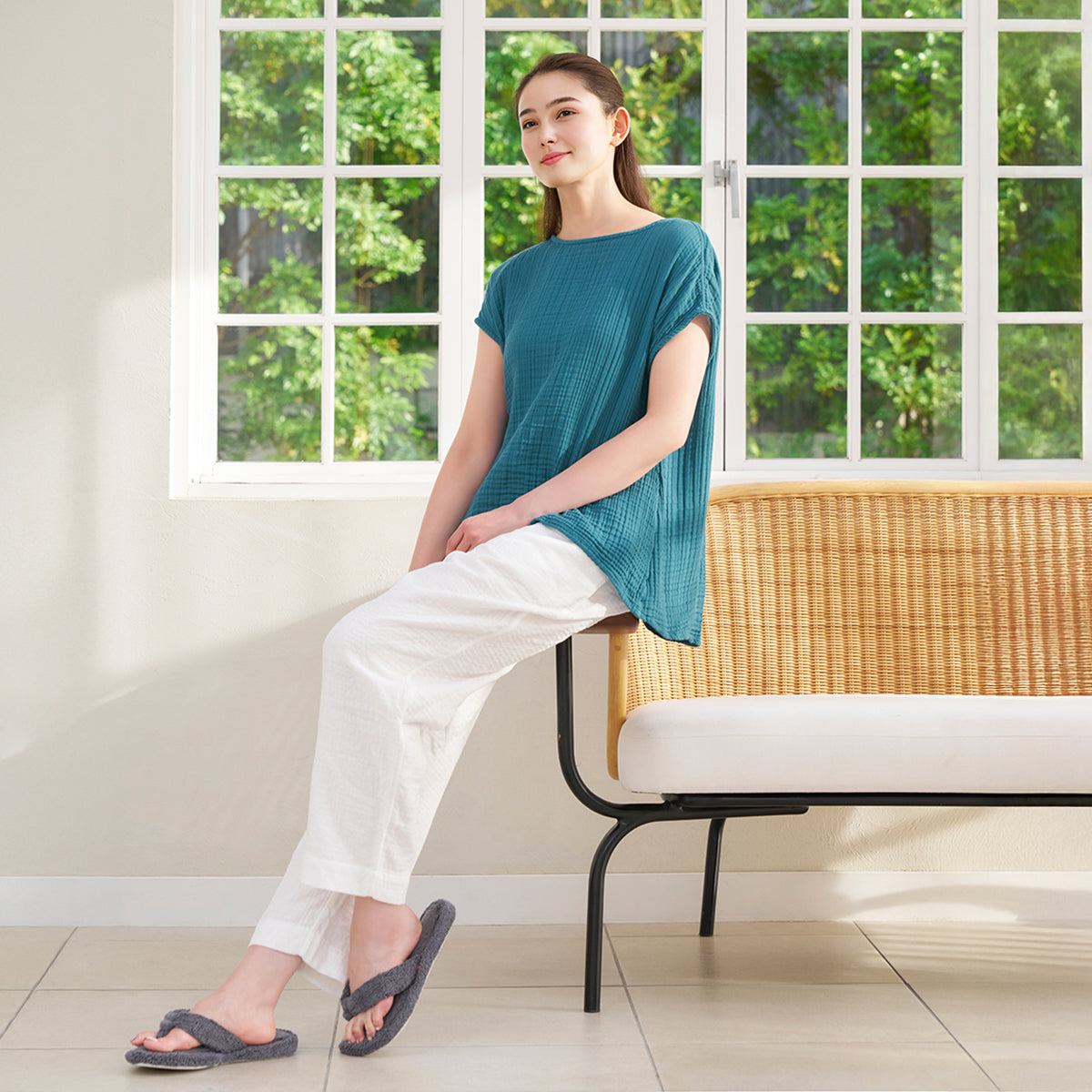 Crepe Gauze pullover in Dark Blue