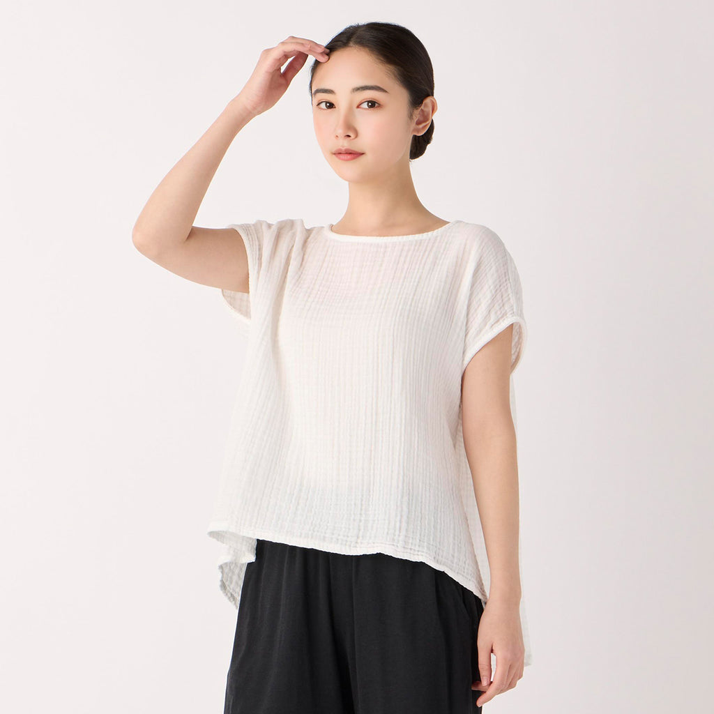 Crepe Gauze pullover in White