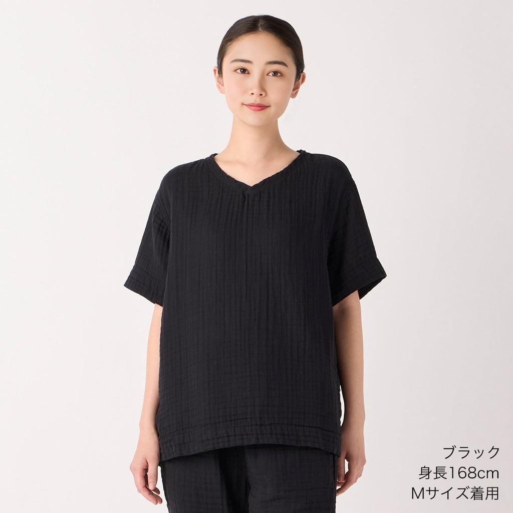 Crepe Gauze t-shirt in Black