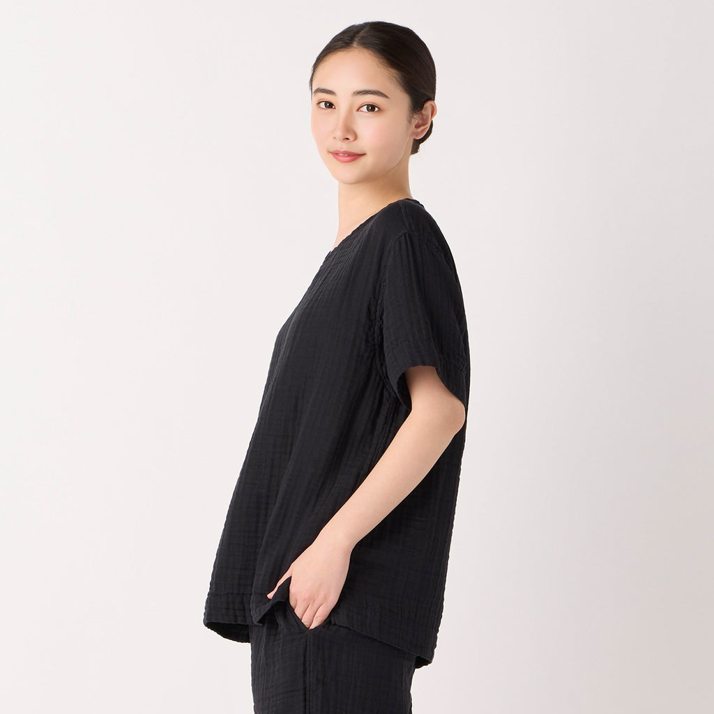 Crepe Gauze t-shirt in Black
