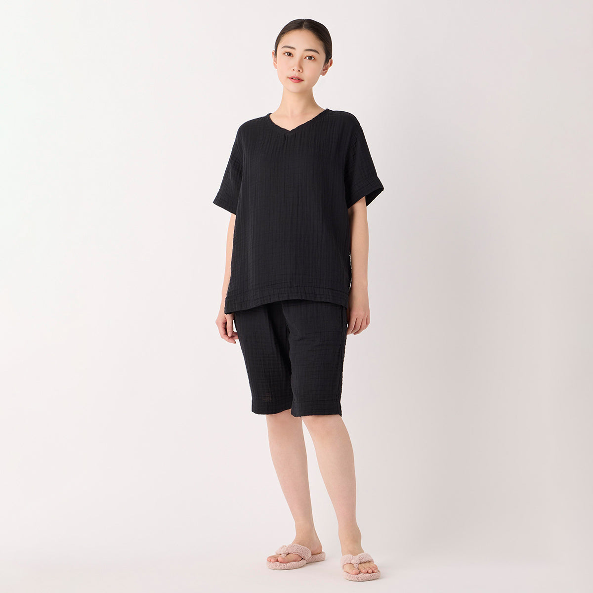 Crepe Gauze t-shirt in Black