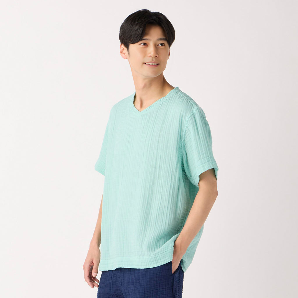 Crepe Gauze t-shirt in Light Blue