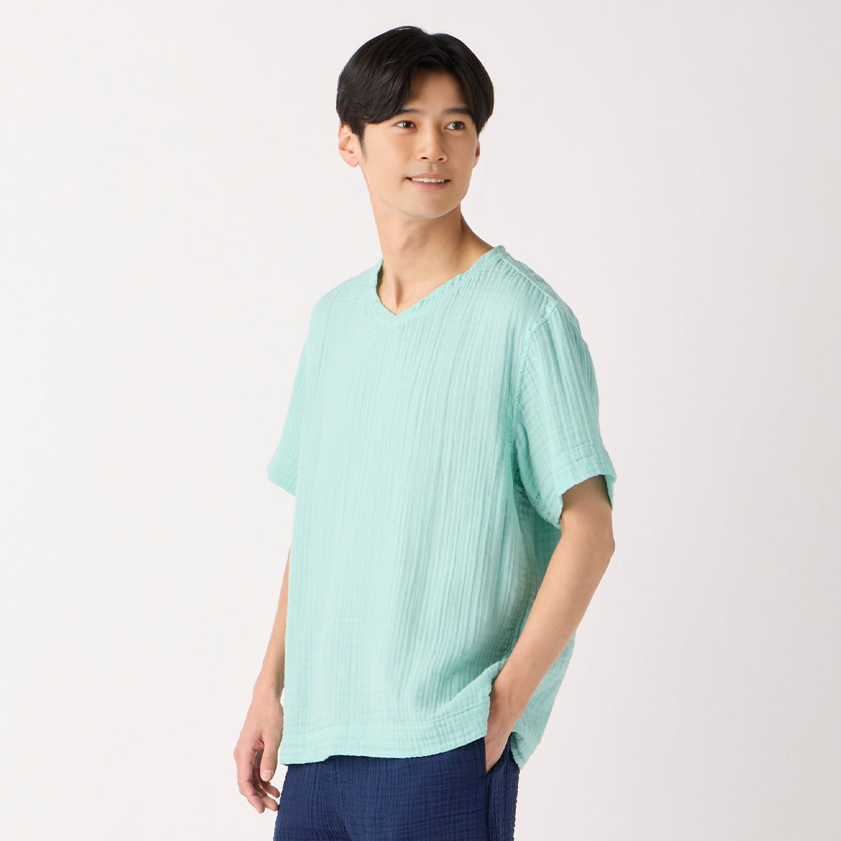 Crepe Gauze t-shirt in Light Blue