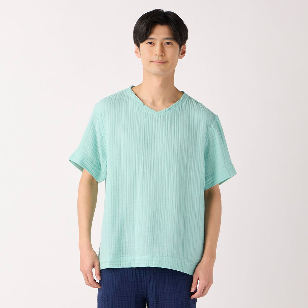 Crepe Gauze t-shirt in Light Blue