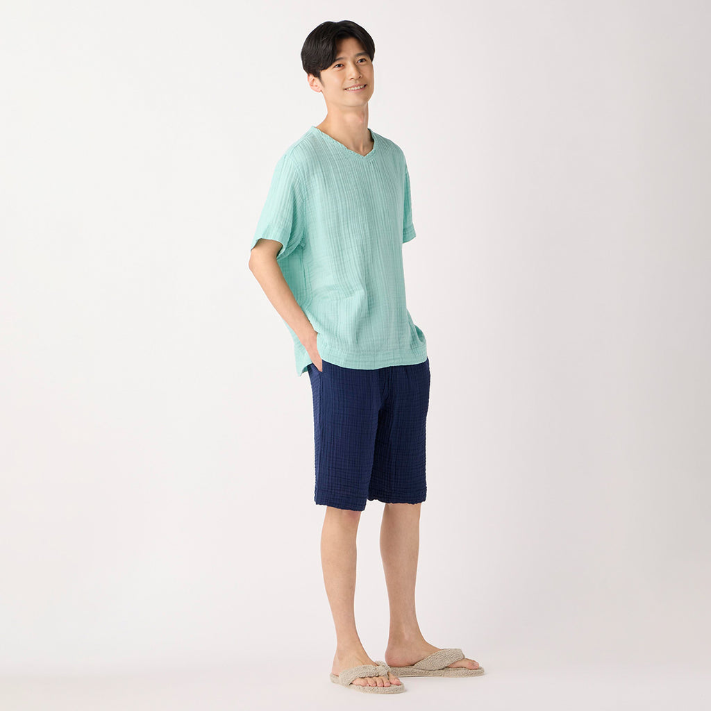 Crepe Gauze t-shirt in Light Blue