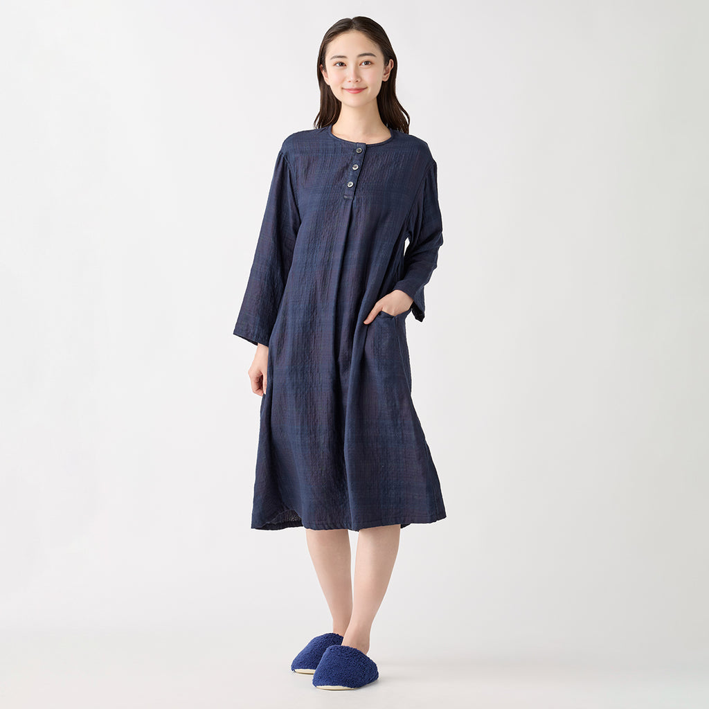 Marshmallow Gauze dress in Dark Blue