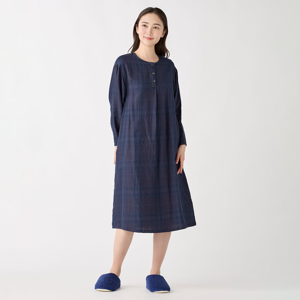 Marshmallow Gauze dress in Dark Blue